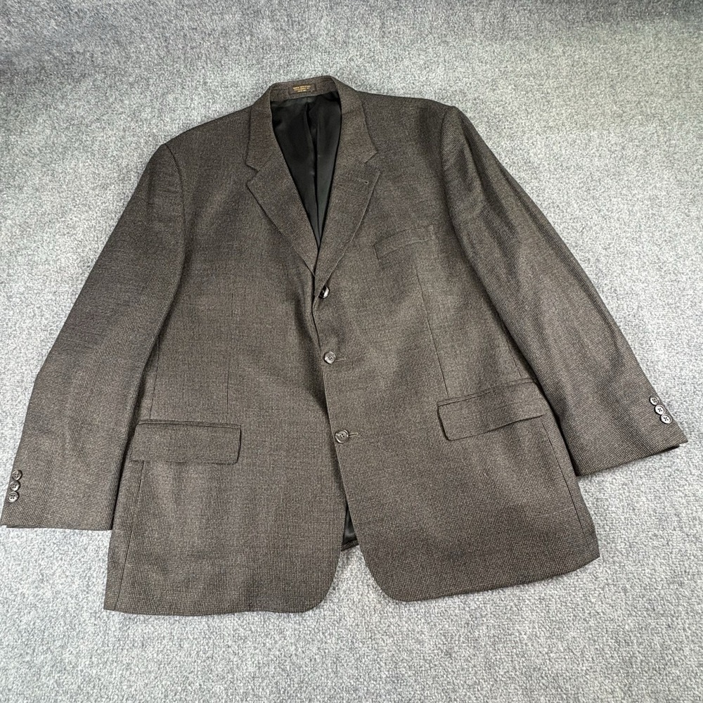 Vintage 90s Roberto Villini Collezione Blazer Men's 50R Brown Lambswool Tweed